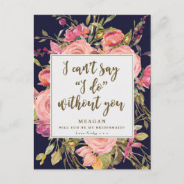 Word jij mijn bruidsmeisje kaart boho bloemenmarin