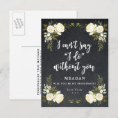 Word jij mijn bruidsmeisje kaart boho floral? (Voorkant / Achterkant)