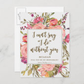 Word jij mijn bruidsmeisje kaart boho floral? (Voorkant / Achterkant)