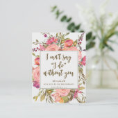 Word jij mijn bruidsmeisje kaart boho floral? (Staand voorkant)