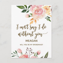 Word jij mijn bruidsmeisje kaart boho floral?