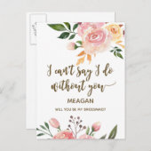 Word jij mijn bruidsmeisje kaart boho floral? (Voorkant / Achterkant)