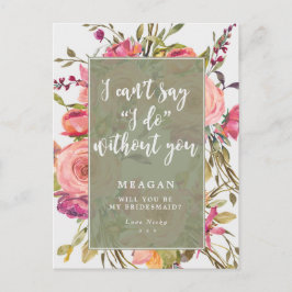 Word jij mijn bruidsmeisje kaart boho floral?