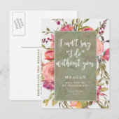 Word jij mijn bruidsmeisje kaart boho floral? (Voorkant / Achterkant)