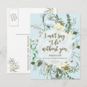 Word jij mijn bruidsmeisje kaart bord blauw bloeme (Voorkant / Achterkant)