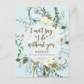 Word jij mijn bruidsmeisje kaart bord blauw bloeme (Voorkant)