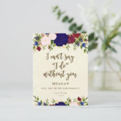 Word jij mijn bruidsmeisje kaart marine bloemen? (Staand voorkant)