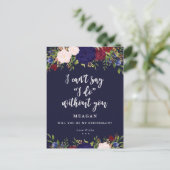 Word jij mijn bruidsmeisje kaart marine bloemen? (Staand voorkant)