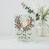 Word jij mijn bruidsmeisje kaart winter floral fox (Staand voorkant)