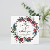 Word jij mijn bruidsmeisje kaart winter rode bloem (Staand voorkant)