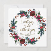 Word jij mijn bruidsmeisje kaart winter rode bloem (Voorkant)