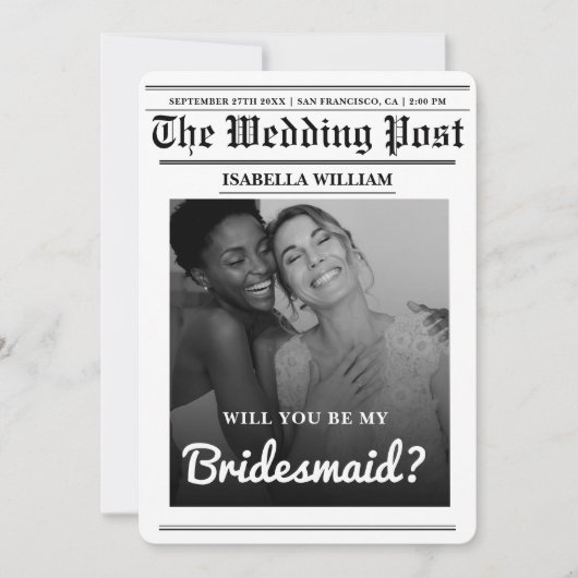 Word jij mijn bruidsmeisje krantenvoorstel? kaart (Voorkant)