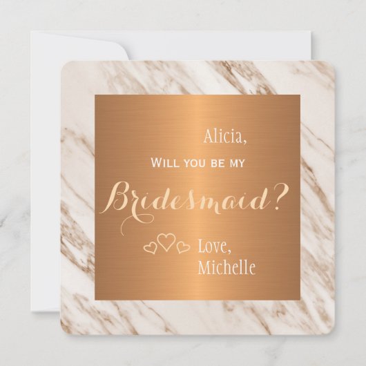 Word jij mijn bruidsmeisje marmer koper? kaart (Voorkant)