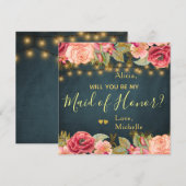 Word jij mijn bruidsmeisje met blush rozen op de m kaart (Voorkant / Achterkant)