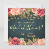 Word jij mijn bruidsmeisje met blush rozen op de m kaart (Voorkant)