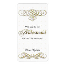 Word jij mijn bruidsmeisje met gouden glitterwijn?