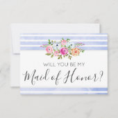 Word jij mijn bruidsmeisje met moderne bloemstrepe kaart (Voorkant)