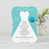 Word jij mijn bruidsmeisje met Rozen Aqua? Kaart (Staand voorkant)