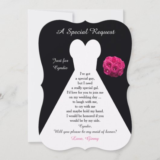 Word jij mijn bruidsmeisje met Rozen? Kaart (Voorkant)