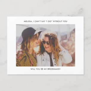 Word jij mijn bruidsmeisje moderne foto uitnodigin uitnodiging briefkaart