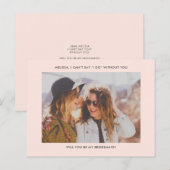 Word jij mijn bruidsmeisje moderne foto uitnodigin uitnodiging briefkaart (Voorkant / Achterkant)