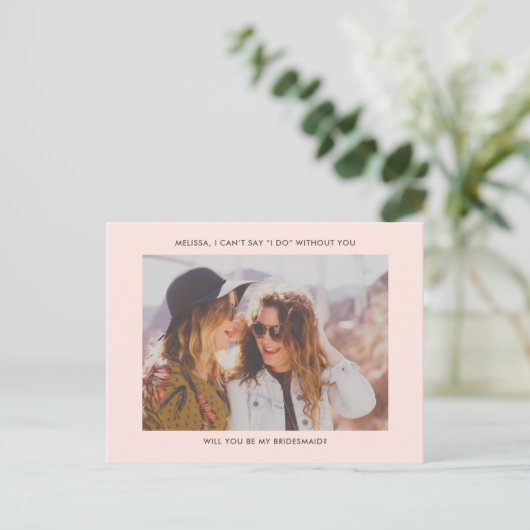 Word jij mijn bruidsmeisje moderne foto uitnodigin uitnodiging briefkaart (Staand voorkant)