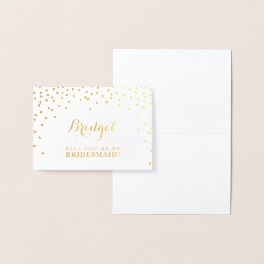 WORD JIJ MIJN BRUIDSMEISJE naam confetti spots Folie Kaarten (Display)