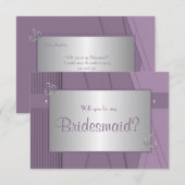 Word jij mijn bruidsmeisje Paarse Violet & Silver? Kaart (Voorkant / Achterkant)