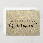 Word jij mijn bruidsmeisje PC - Gold Glitter Fab Uitnodiging Briefkaart (Voorkant / Achterkant)