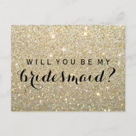 Word jij mijn bruidsmeisje PC - Gold Glitter Fab Uitnodiging Briefkaart