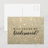 Word jij mijn bruidsmeisje PC - GoldGlitFab II Uitnodiging Briefkaart (Voorkant / Achterkant)