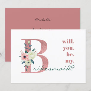 Word jij mijn bruidsmeisje Pink Floral Letter? Kaart