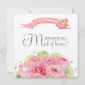 Word jij mijn bruidsmeisje? Romantische Rozen Kaart (Voorkant)