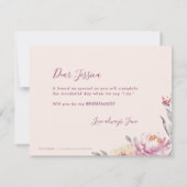 Word jij mijn bruidsmeisje Romantische tuin bloeme Kaart (Achterkant)