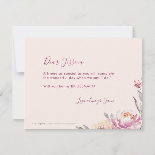 Word jij mijn bruidsmeisje Romantische tuin bloeme Kaart (Achterkant)