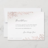 Word jij mijn bruidsmeisje Roos gouden botanische Kaart (Achterkant)