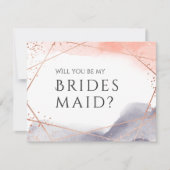 Word jij mijn bruidsmeisje roos gouden geometrisch kaart (Voorkant)