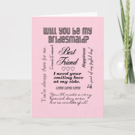 Word jij mijn bruidsmeisje, roze, beste vriend?