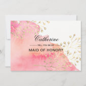 Word jij mijn bruidsmeisje? Roze Waterverf Kaart (Voorkant)