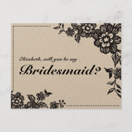 Word jij mijn bruidsmeisje Rustic Floral Kaart