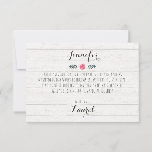 Word jij mijn bruidsmeisje? Rustieke Boho bruiloft Kaart (Achterkant)
