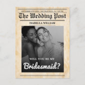 Word jij mijn bruidsmeisje rustieke krant? briefkaart (Voorkant)