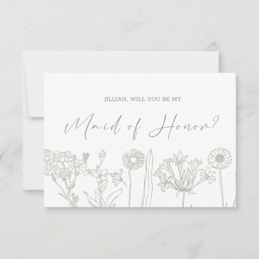 Word jij mijn bruidsmeisje Sage Boho Flowers? (Voorkant)