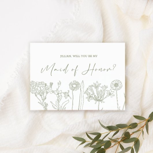 Word jij mijn bruidsmeisje Sage Boho Flowers?