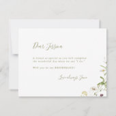 Word jij mijn bruidsmeisje Sage Wildflower Boho Kaart (Achterkant)