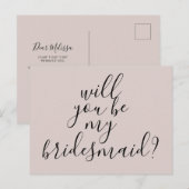 Word jij mijn bruidsmeisje Simple Modern? Uitnodiging Briefkaart (Voorkant / Achterkant)