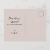 Word jij mijn bruidsmeisje Simple Modern? Uitnodiging Briefkaart (Achterkant)
