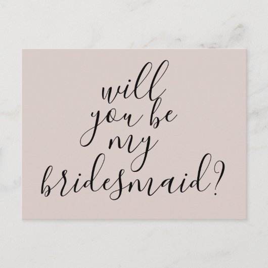 Word jij mijn bruidsmeisje Simple Modern? Uitnodiging Briefkaart (Voorkant)