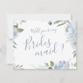 Word jij mijn bruidsmeisje stoffige blauwe bloemen kaart (Voorkant)