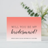Word jij mijn bruidsmeisje Tropical Coral Ombre? Kaart (Staand voorkant)